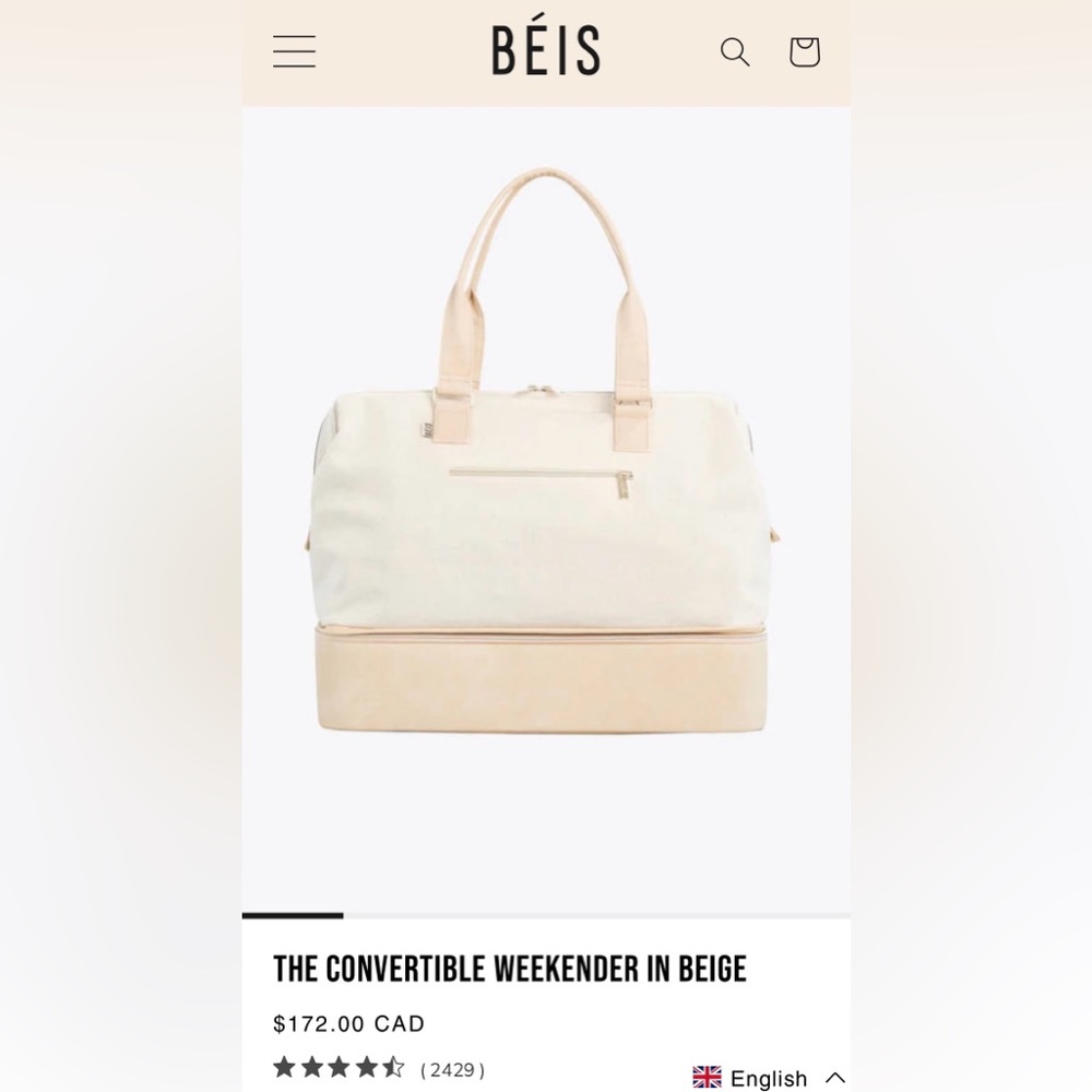 Beis Convertible Weekender Bag